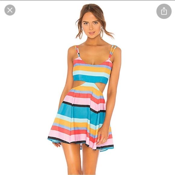 LOVERS + FRIENDS | NEW Alexandra Striped Tie Back Cutout Dress Women’s Size XS - Picture 2 of 14